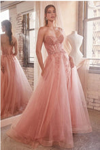 Load image into Gallery viewer, Strapless Fuschia Pink Sequined Embellished Corset Style Tulle Ball Gown