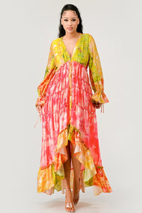 Sunset Breeze Long Sleeve Tiered Maxi Dress