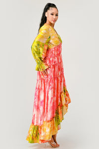 Sunset Breeze Long Sleeve Tiered Maxi Dress