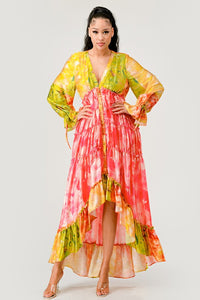 Sunset Breeze Long Sleeve Tiered Maxi Dress