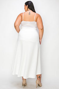 Plus Size White High Waist A Line Maxi Skirt