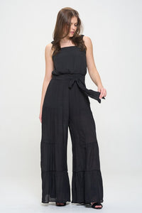 Plus Size Taupe Elastic Straped Tied Jumpsuit