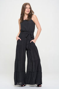 Plus Size Taupe Elastic Straped Tied Jumpsuit