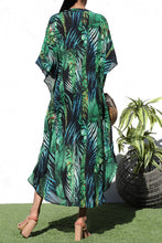 Load image into Gallery viewer, Summer Tropical Green Maxi Button Down Shirt Dress
