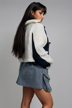 Load image into Gallery viewer, Knit Multi White-Blue Fabric Sweater