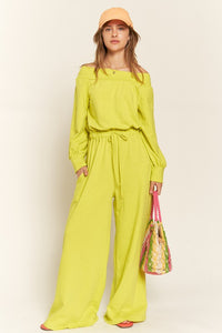 Plus Size Lime One Shoulder Terry Knit Jumpsuit