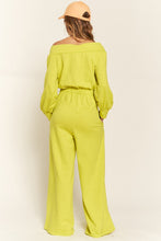 Load image into Gallery viewer, Plus Size Lime One Shoulder Terry Knit Jumpsuit