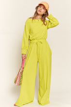 Load image into Gallery viewer, Plus Size Lime One Shoulder Terry Knit Jumpsuit