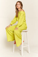 Load image into Gallery viewer, Plus Size Lime One Shoulder Terry Knit Jumpsuit