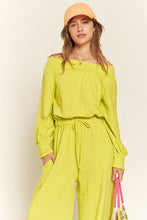 Load image into Gallery viewer, Plus Size Lime One Shoulder Terry Knit Jumpsuit