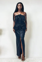 Load image into Gallery viewer, Athena Black Faux Leather Strapless Maxi Dress