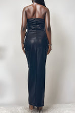 Load image into Gallery viewer, Athena Black Faux Leather Strapless Maxi Dress