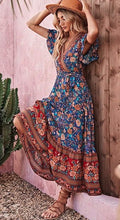 Load image into Gallery viewer, Hacidena Blue Floral Print Dress