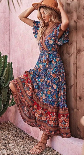 Hacidena Blue Floral Print Dress