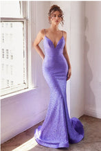 Load image into Gallery viewer, Glittered Lilac Purple Sequin Lace Up Backless Mermaid Dress