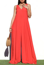 Load image into Gallery viewer, Carribean Dream Orange Sleeveless Wide Leg Style Jumpsuit