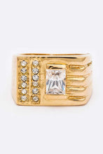 Load image into Gallery viewer, Crystal Square Unisex Gold Ring