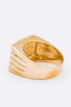 Load image into Gallery viewer, Crystal Square Unisex Gold Ring