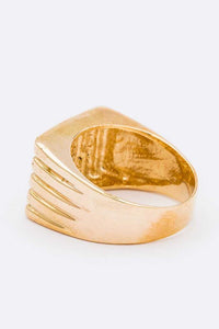 Crystal Square Unisex Gold Ring