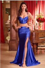 Load image into Gallery viewer, Satin Chic Ice Blue Two Piece Lace Up Prom/Homecoming Gown