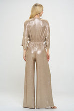 Load image into Gallery viewer, Kimono Sleeve Disco Gold Wide Leg Jumpsuit