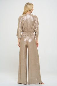 Kimono Sleeve Disco Gold Wide Leg Jumpsuit