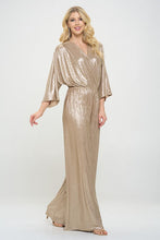 Load image into Gallery viewer, Kimono Sleeve Disco Gold Wide Leg Jumpsuit