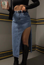 Load image into Gallery viewer, Thigh slit denim skirt