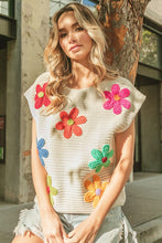 Load image into Gallery viewer, Ivory Crochet Flower Embroidery Knit Top