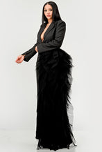 Load image into Gallery viewer, Noir Grey Cascade Tuxedo Gown