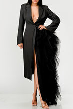 Load image into Gallery viewer, Noir Grey Cascade Tuxedo Gown