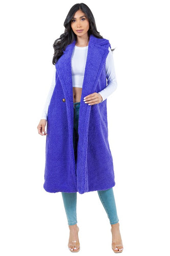 Purple Fashion Teddy Fleece Vest Jacket