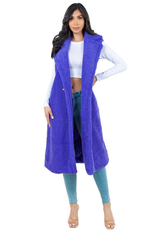 Purple Fashion Teddy Fleece Vest Jacket