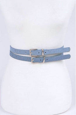 Blue Double Skinny Denim Belt