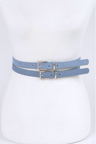 Blue Double Skinny Denim Belt