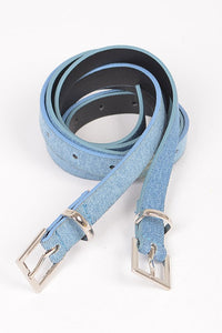 Blue Double Skinny Denim Belt