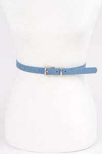 Blue Double Skinny Denim Belt