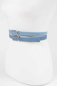 Blue Double Skinny Denim Belt