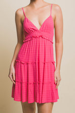 Load image into Gallery viewer, French Ruffle Coral Pink V-Neck Mini Flared Backless Dress
