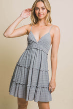 Load image into Gallery viewer, French Ruffle Blue V-Neck Mini Flared Backless Dress