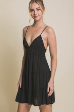 Load image into Gallery viewer, French Ruffle Black V-Neck Mini Flared Backless Dress