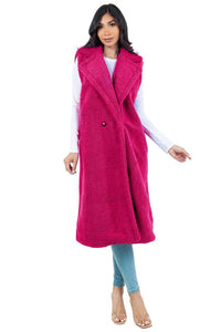 Pink Fashion Teddy Fleece Vest Jacket