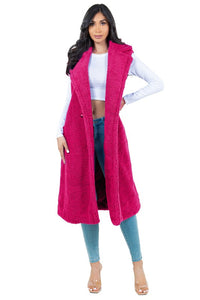 Pink Fashion Teddy Fleece Vest Jacket