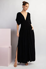 Load image into Gallery viewer, Boho Black Smoked Waist Loose Fit Maxi Dress