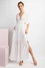 Load image into Gallery viewer, Boho White Smoked Waist Loose Fit Maxi Dress