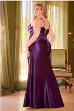 Load image into Gallery viewer, Plus Size Pink Fitted Satin Sequin Draped Sleeveless Gown