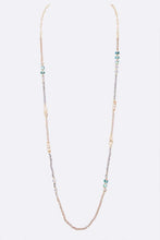 Load image into Gallery viewer, Crystal Beaded Station Blue-Gold Long Necklace