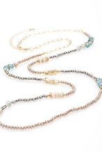 Load image into Gallery viewer, Crystal Beaded Station Blue-Gold Long Necklace