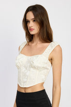 Load image into Gallery viewer, Puff Sleeve White Corset Style Top