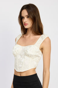 Puff Sleeve White Corset Style Top